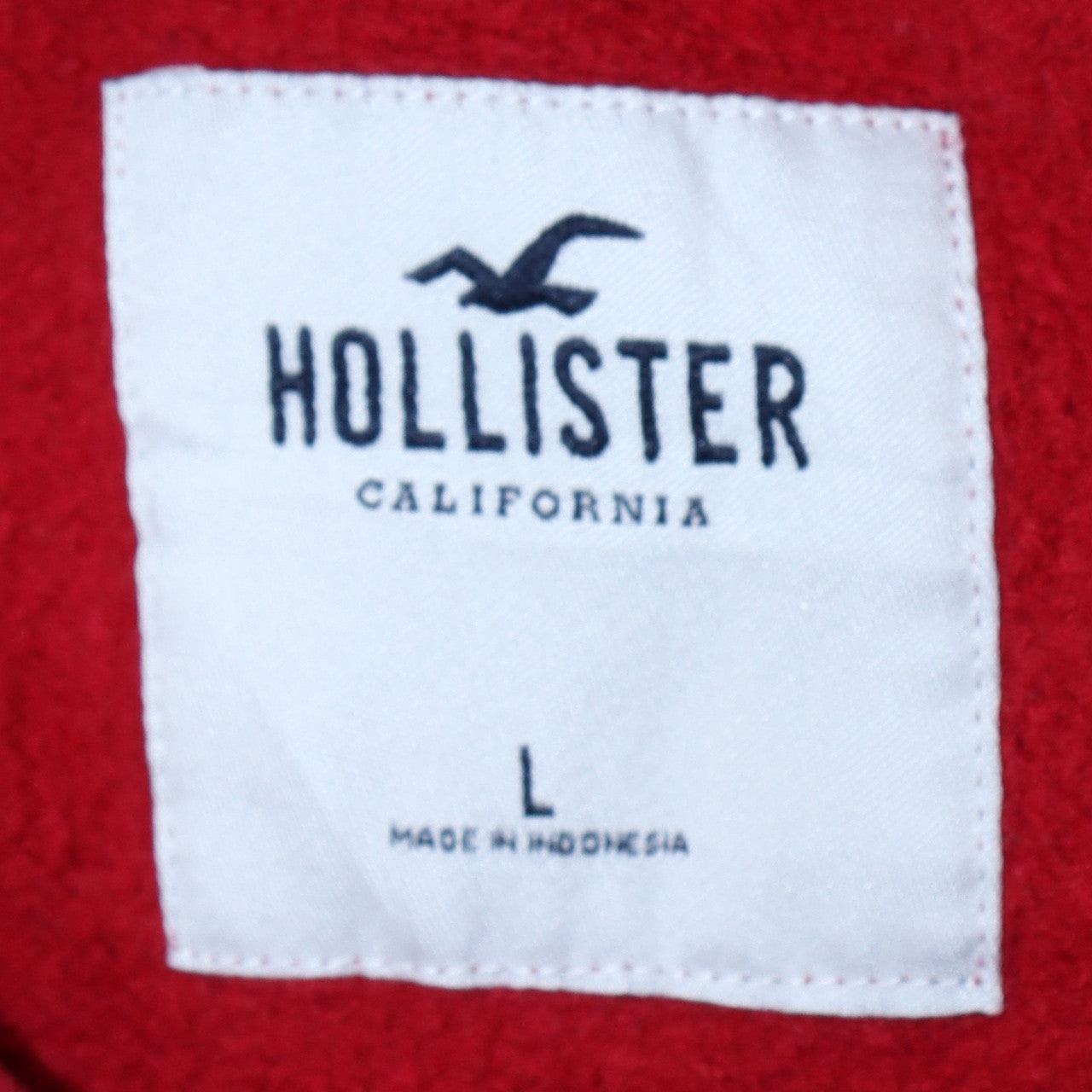 Hollister Mens Red Pullover Hoodie L Logo Fleece Sweatshirt
