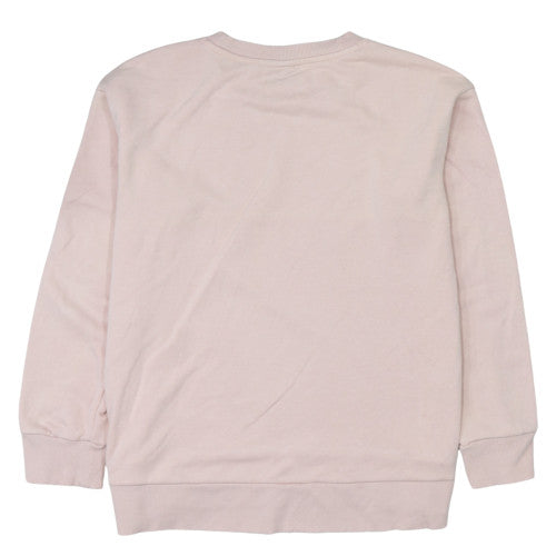 Adidas Women Beige Crew Neck Sweatshirt Size 8 Logo Stripe Casual