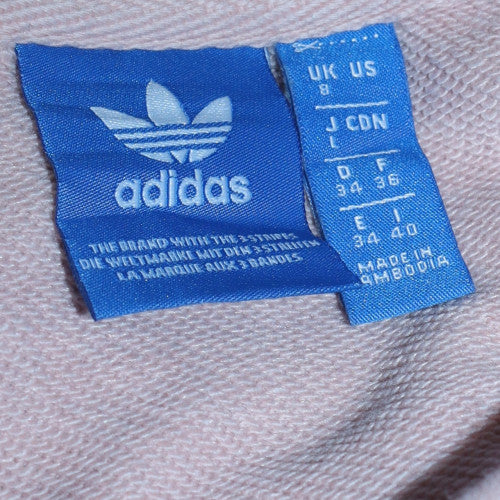 Adidas Women Beige Crew Neck Sweatshirt Size 8 Logo Stripe Casual