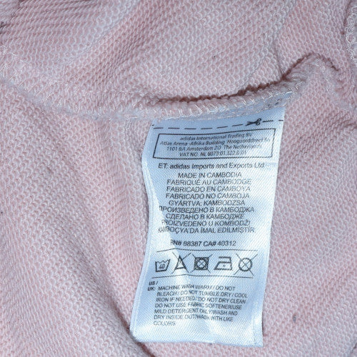 Adidas Women Beige Crew Neck Sweatshirt Size 8 Logo Stripe Casual
