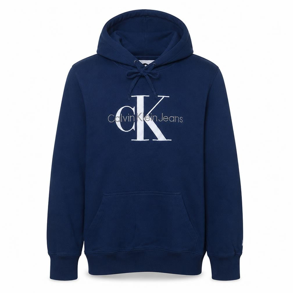 Calvin Klein Jeans Men's Blue Pullover Hoodie Size L Logo Cotton