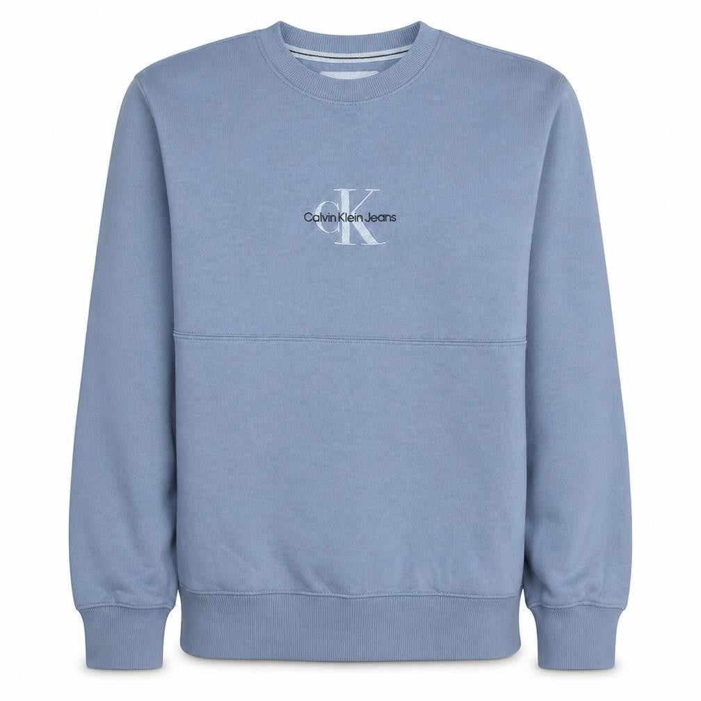 Calvin Klein Jeans Men Blue Cotton Logo Crew Neck Sweatshirt S