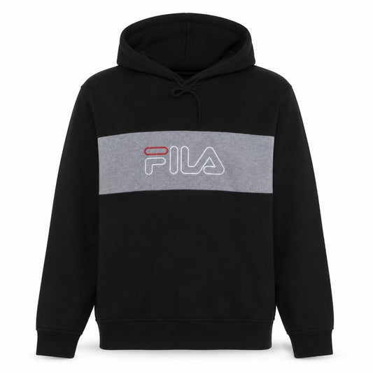 FILA Mens Black Pullover Hoodie L Regular Fit Sportswear