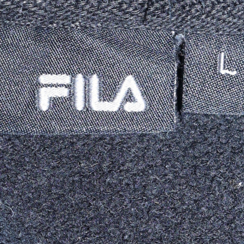 FILA Mens Black Pullover Hoodie L Regular Fit Sportswear