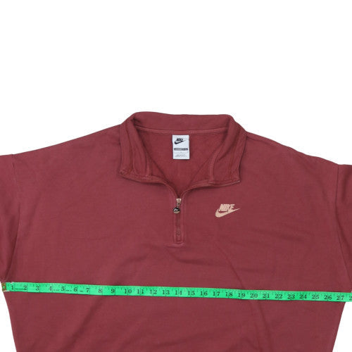 Nike Women's Red 1/2 Zip Oversized Fit Cotton Sweatshirt L