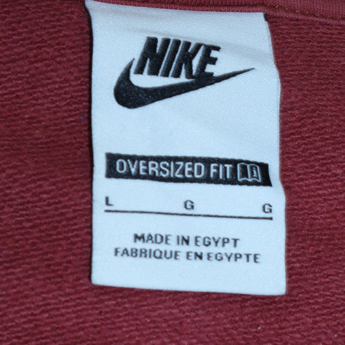 Nike Women's Red 1/2 Zip Oversized Fit Cotton Sweatshirt L