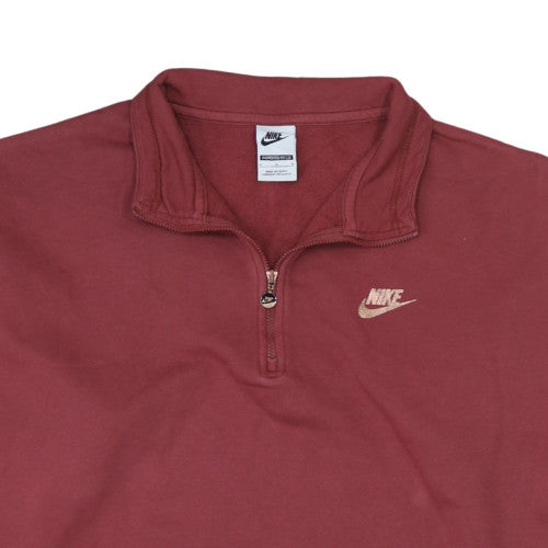 Nike Women's Red 1/2 Zip Oversized Fit Cotton Sweatshirt L