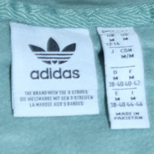Adidas Women’s Green Pullover Hoodie Medium Logo Print Cotton Blend