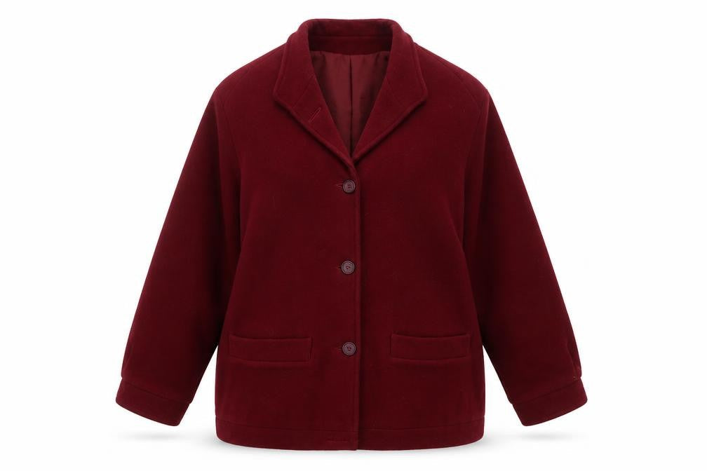 Angela Gore Women's Red Wool Overcoat Size 14 Classic Mid-Length