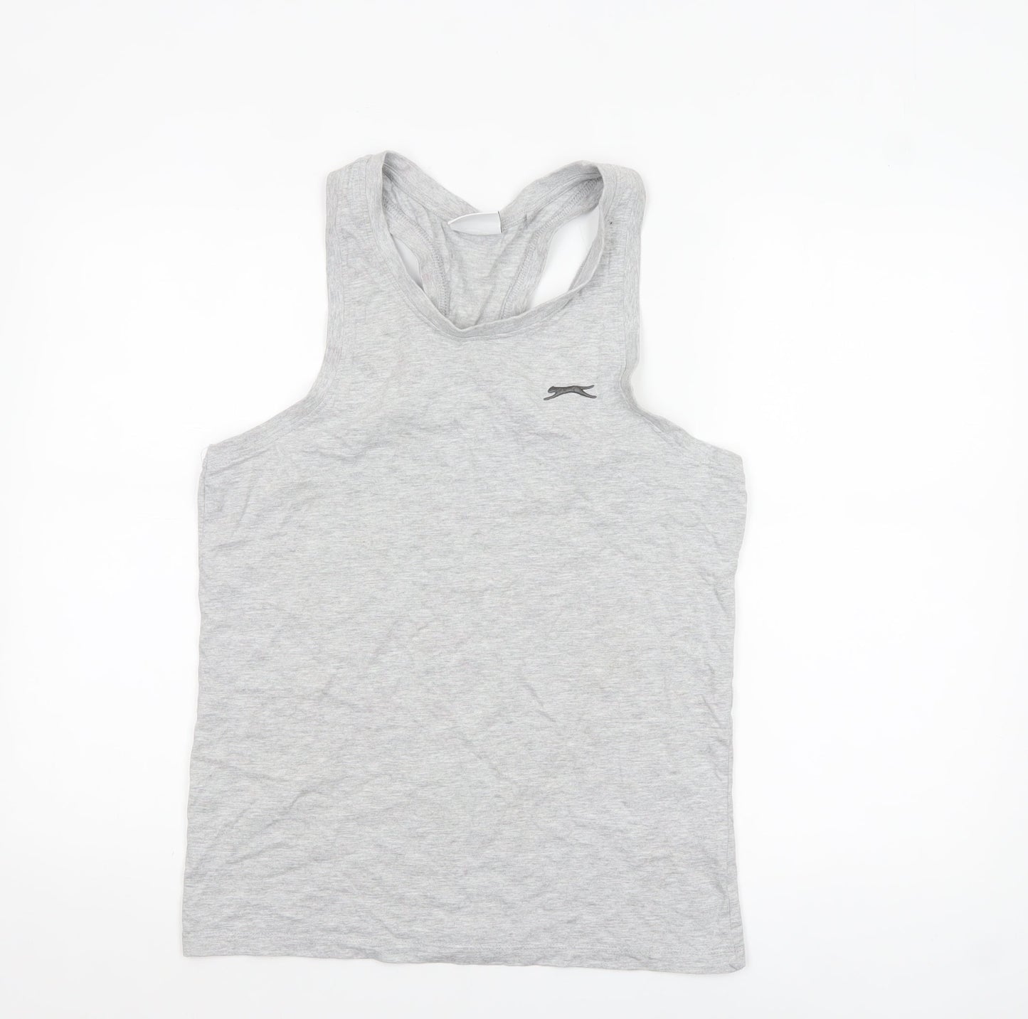 Slazenger Men Grey Sleeveless Regular Fit Cotton Sports Top S
