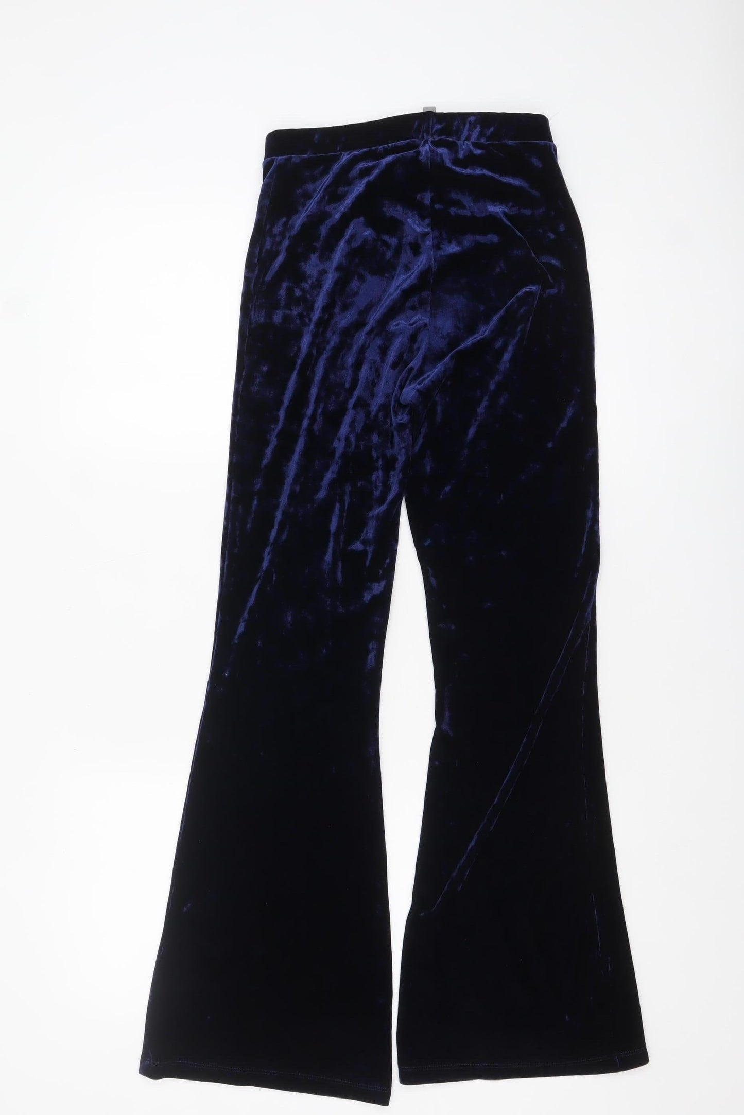 ASOS Women Navy Blue Velvet Flared Trousers UK 6