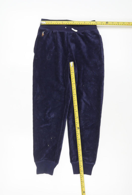 Ralph Lauren Boys Blue Velour Jogger Trousers 7 Years