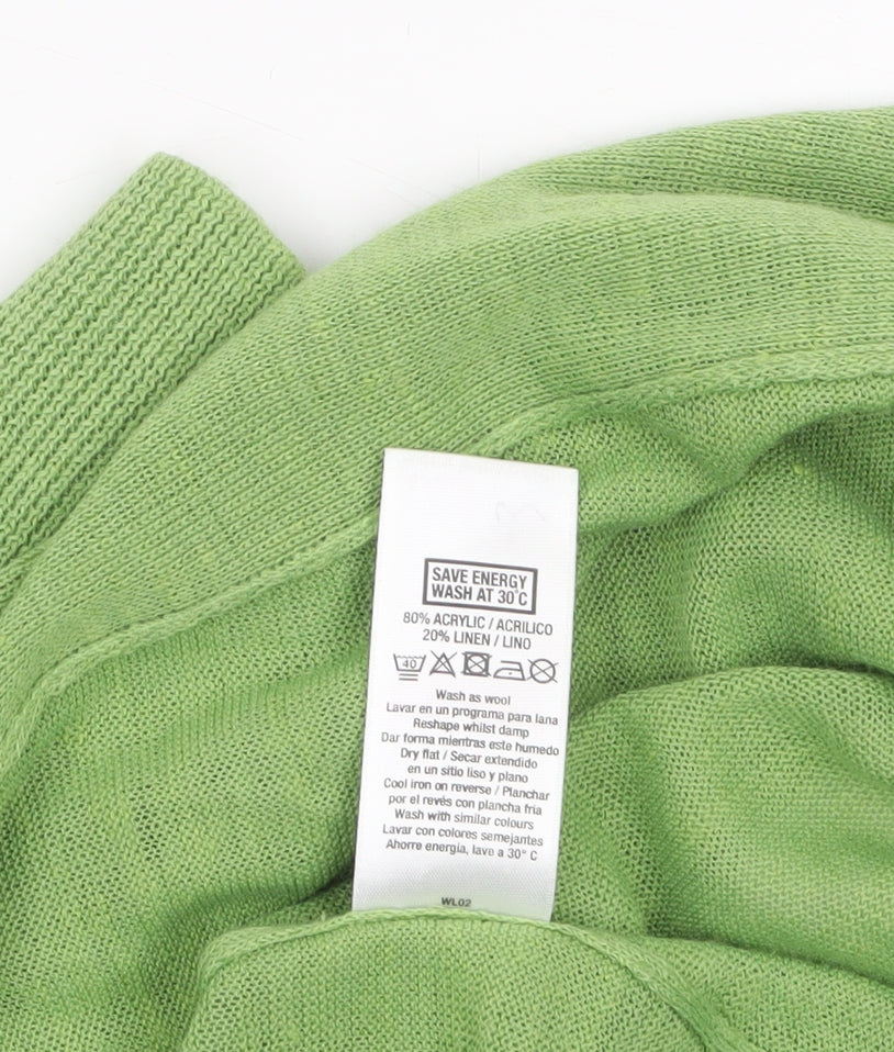 Wallis Women Green Size 14 Lightweight Open Knit Cardigan