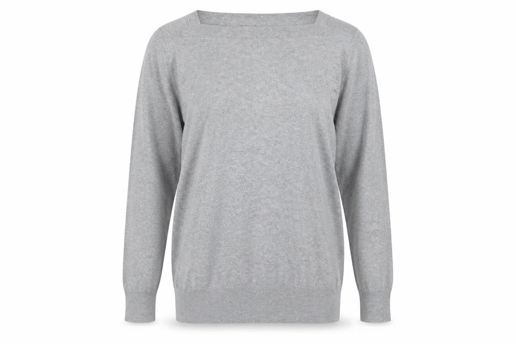Gap Women Grey Boat Neck Cotton Blend Long Sleeve Pullover Jumper Size M