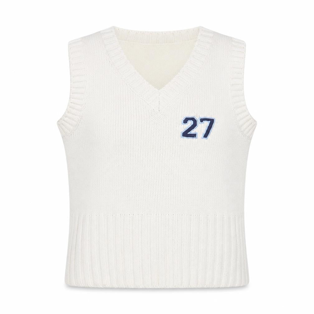ONLY Women’s White V-Neck Knit Sleeveless Vest Jumper Size S