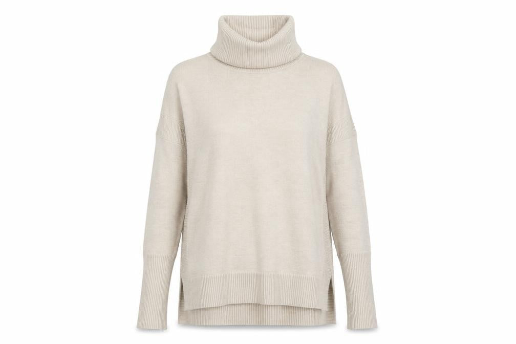 Front view of French Connection Women Beige Roll Neck Long Sleeve Jumper, size S