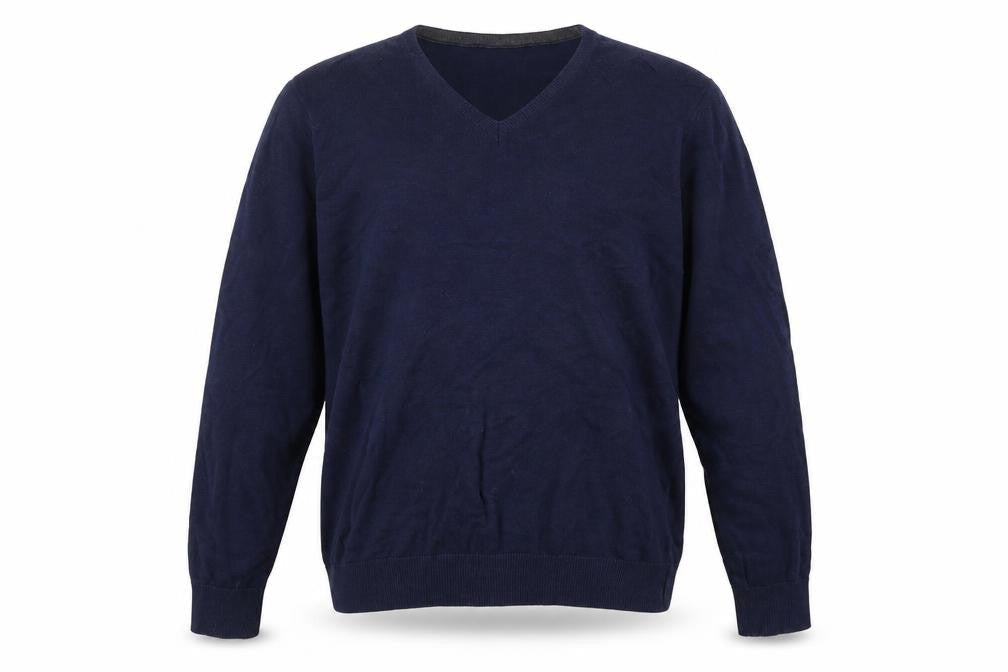 Haworth Men's Blue Cotton V-Neck Jumper Size L