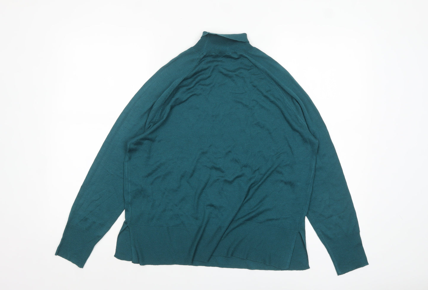 Zara Women Green Mock Neck Long Sleeve Pullover Jumper Size 8