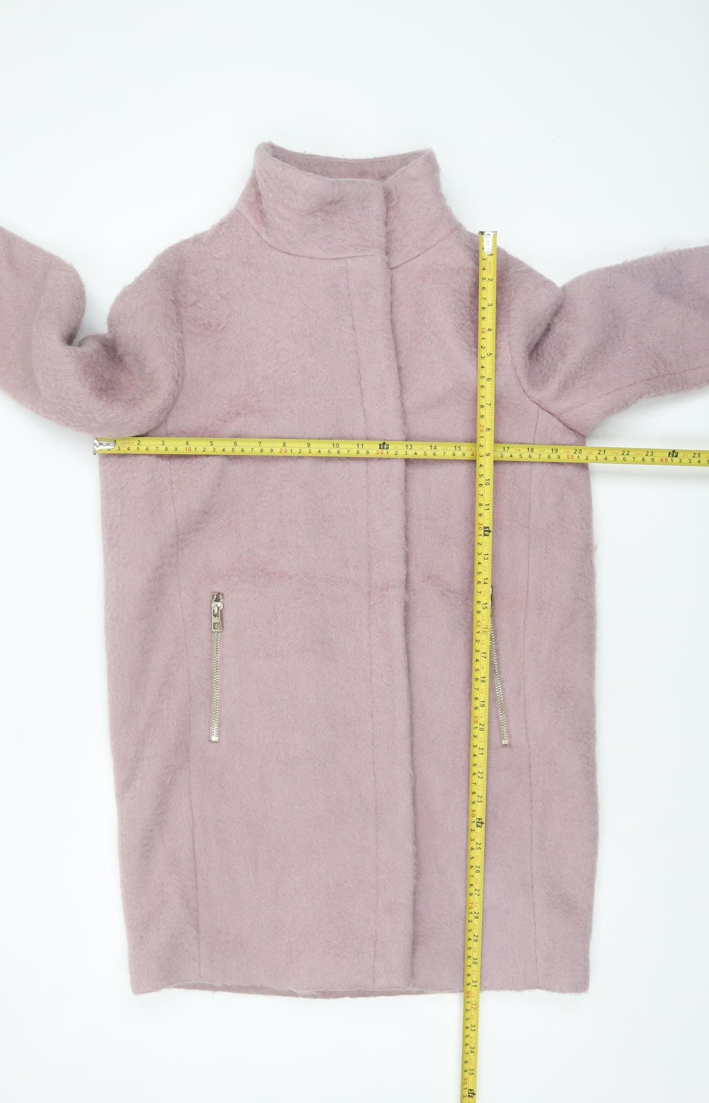 H&M Women’s Pink Wool Blend Mid-Length Zip Overcoat Size 8