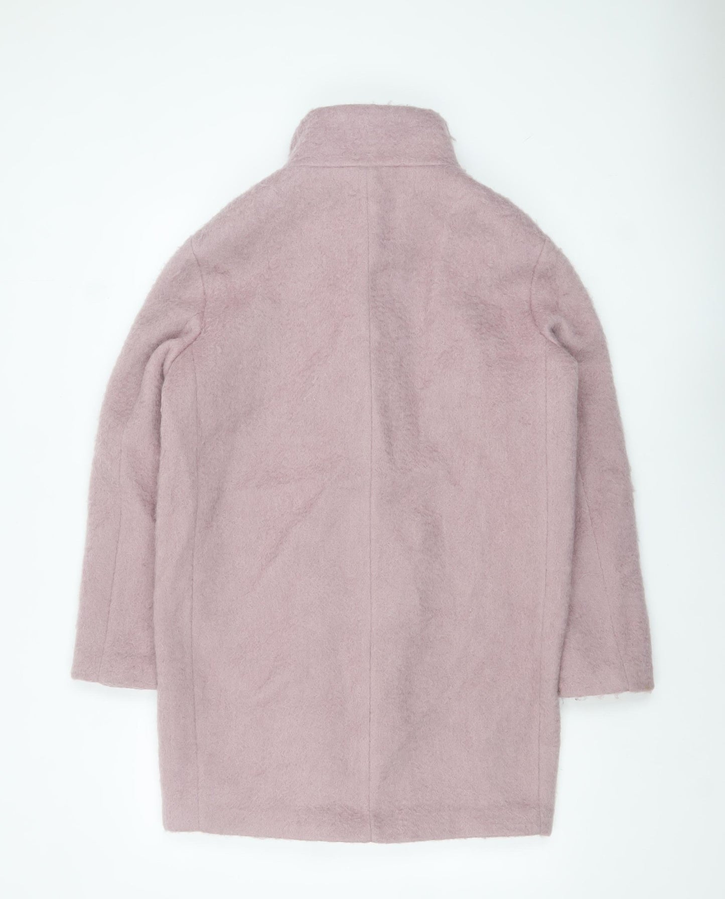 H&M Women’s Pink Wool Blend Mid-Length Zip Overcoat Size 8