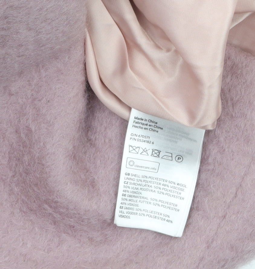 H&M Women’s Pink Wool Blend Mid-Length Zip Overcoat Size 8