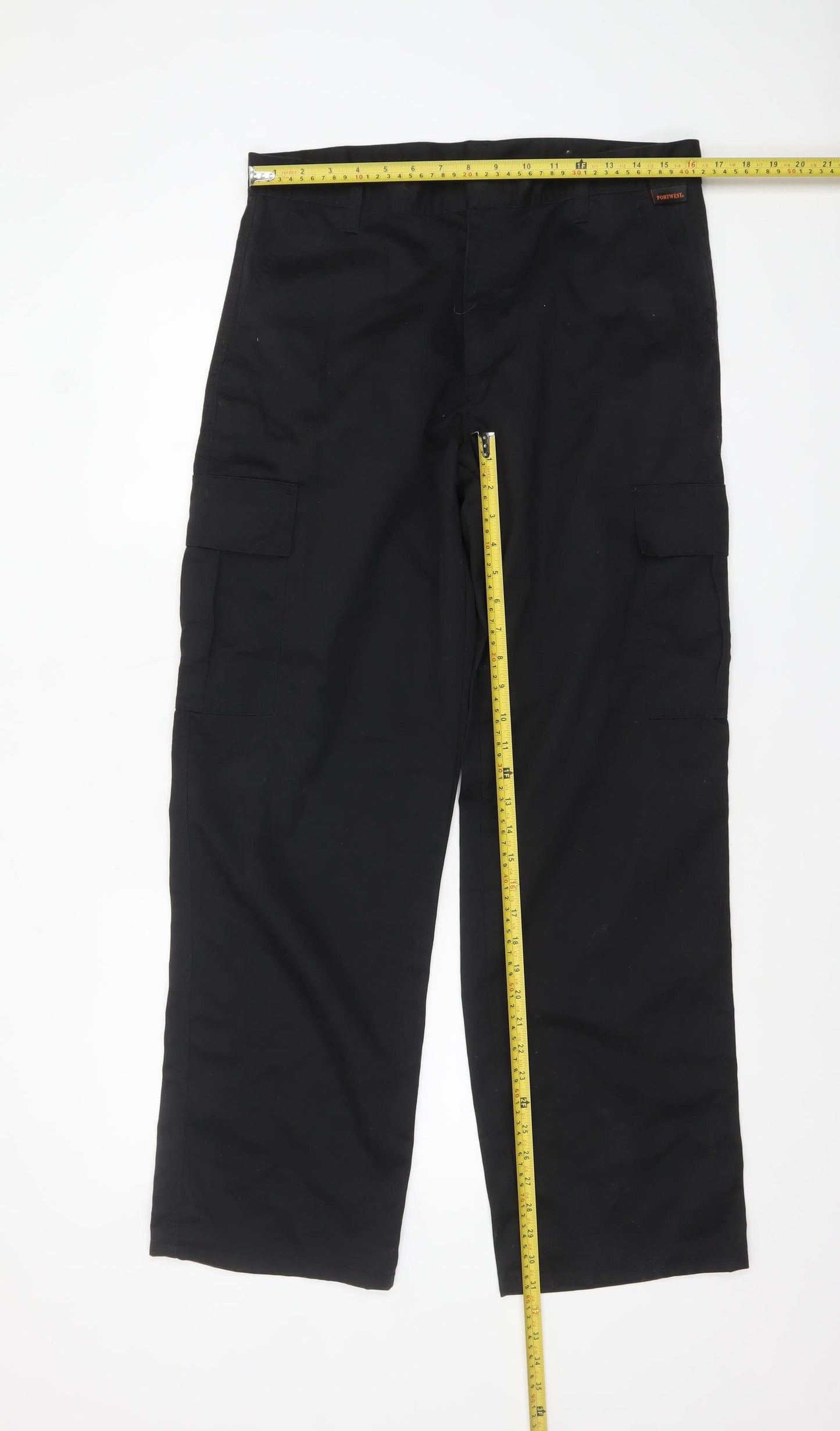 Portwest Men's Black 34W Regular Cargo Trousers Workwear Pants