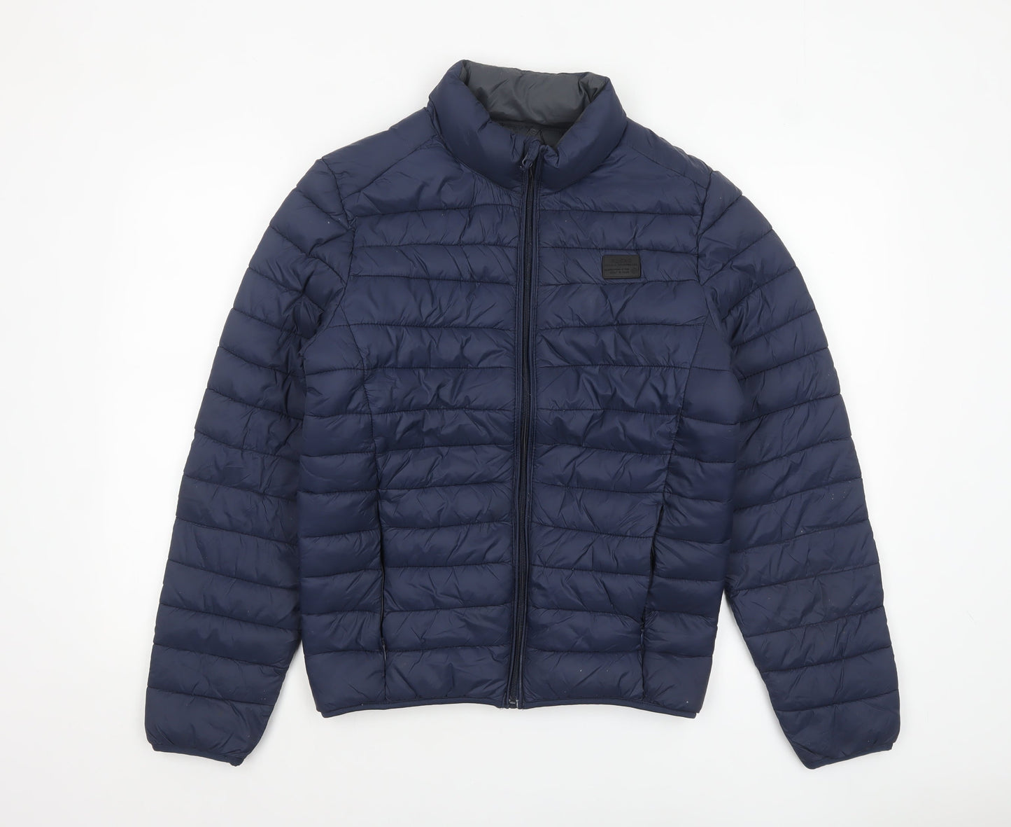 Blend Men's Blue Puffer Jacket Size M Lightweight Nylon Zip Coat