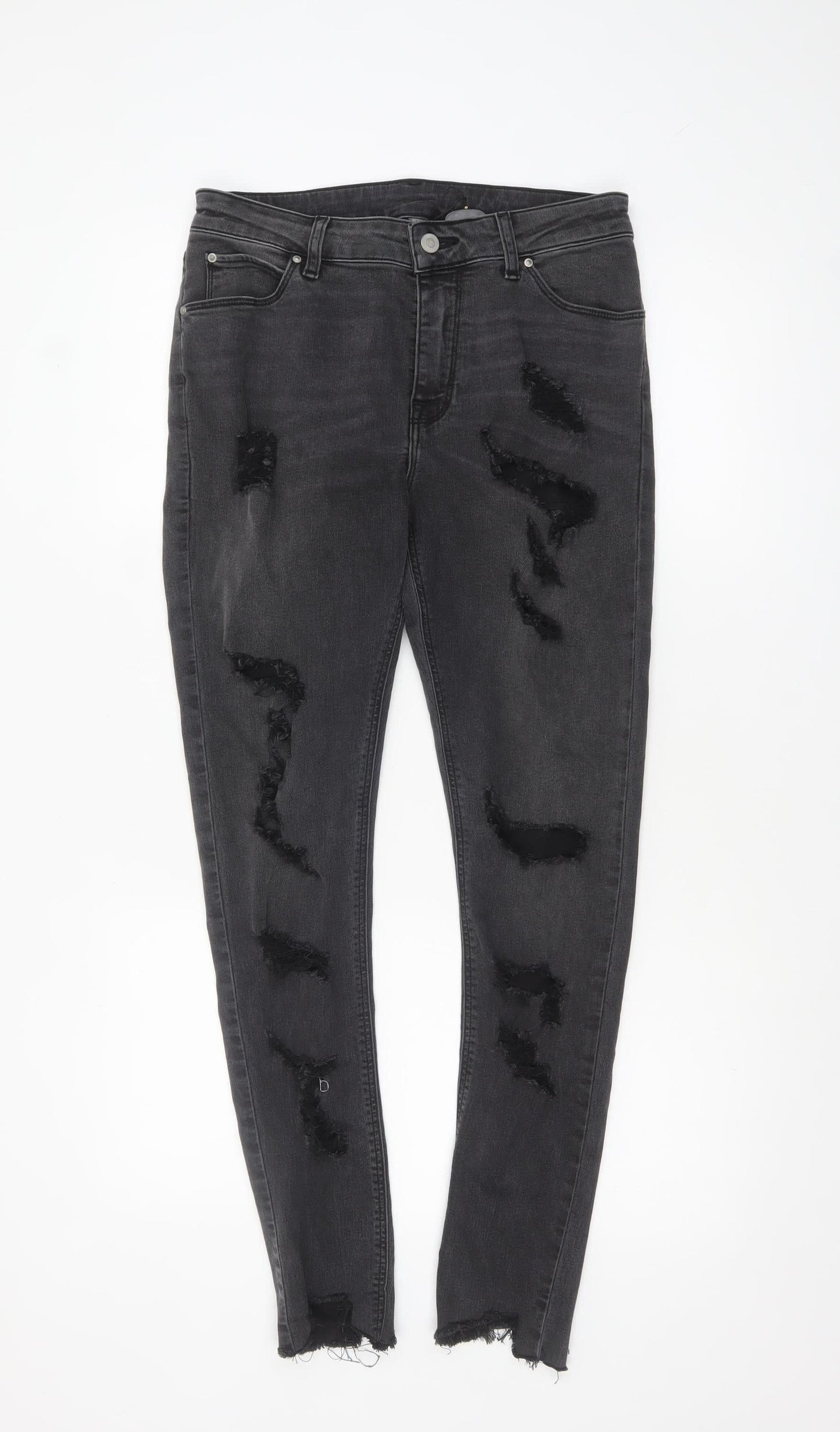 ASOS Men's Black Distressed Skinny Jeans 32W 32L Slim Fit Denim