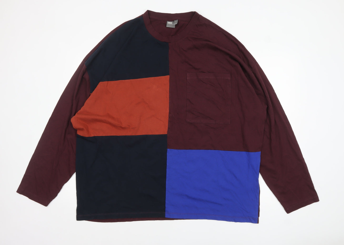 ASOS Men’s Multicoloured Long Sleeve Cotton Colourblock Top 3XL