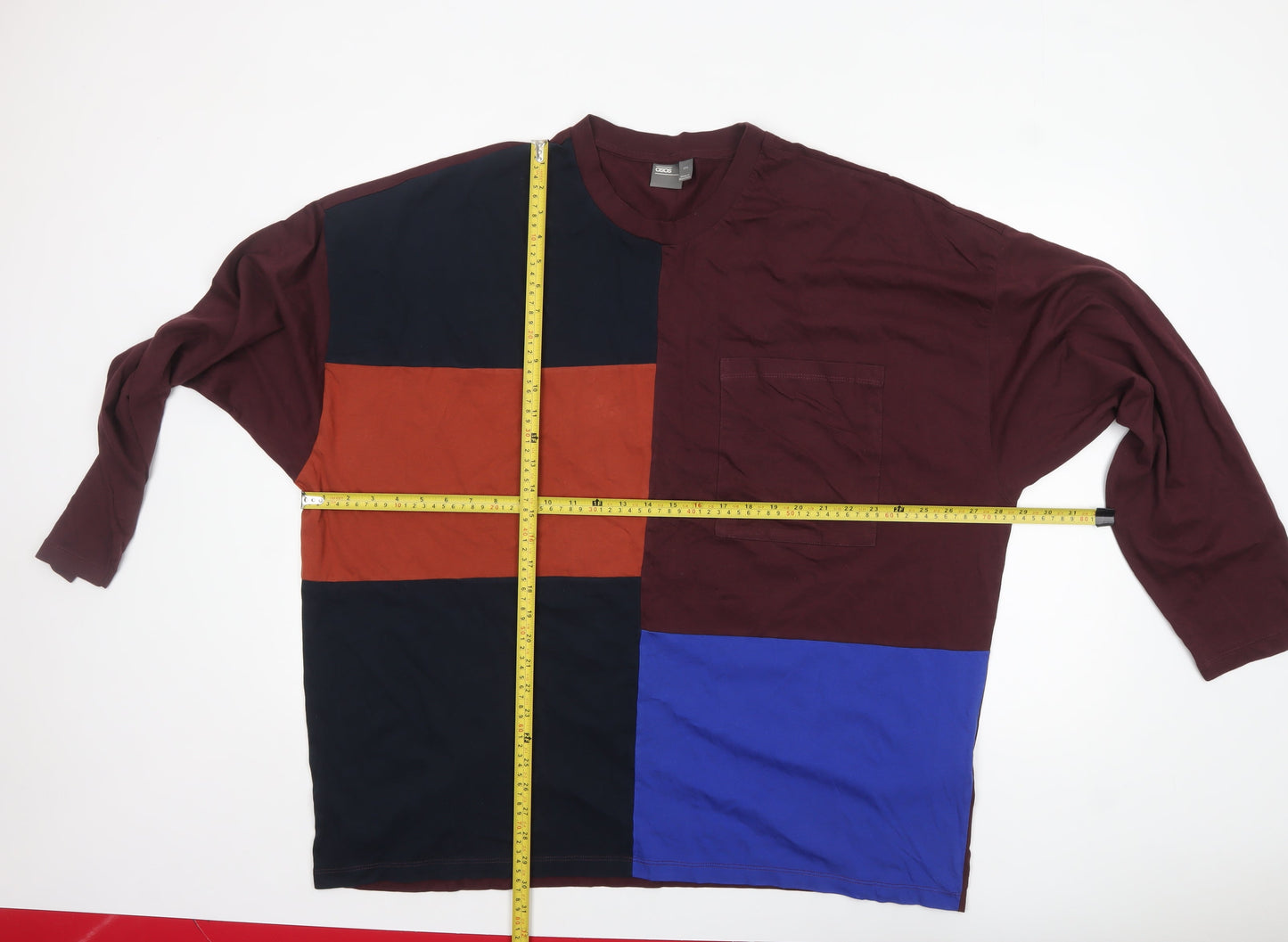 ASOS Men’s Multicoloured Long Sleeve Cotton Colourblock Top 3XL