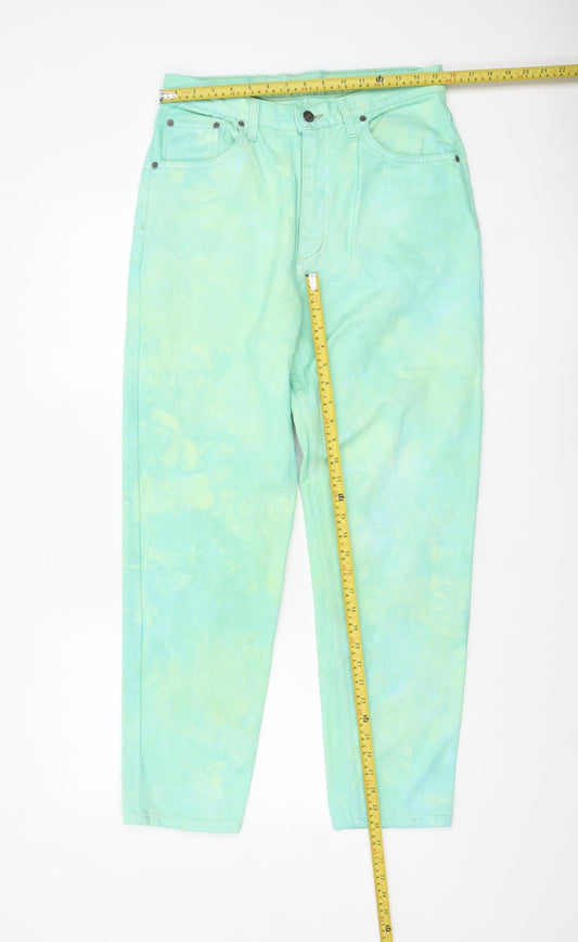 Universal Womens Green Mom Jeans Size 16 High Rise Cotton Denim