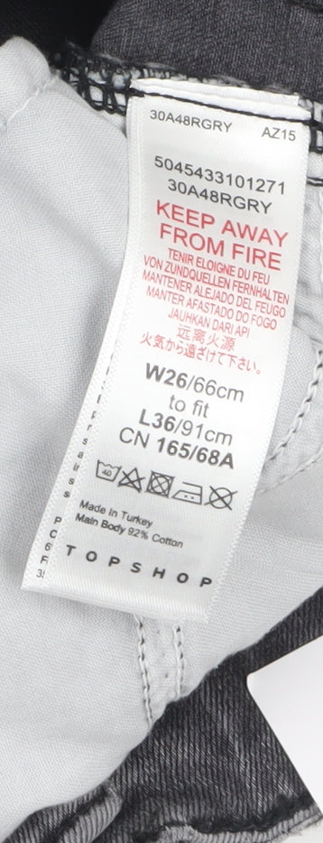 Topshop Women’s Grey Jamie Tall High Rise Skinny Jeans Size 8