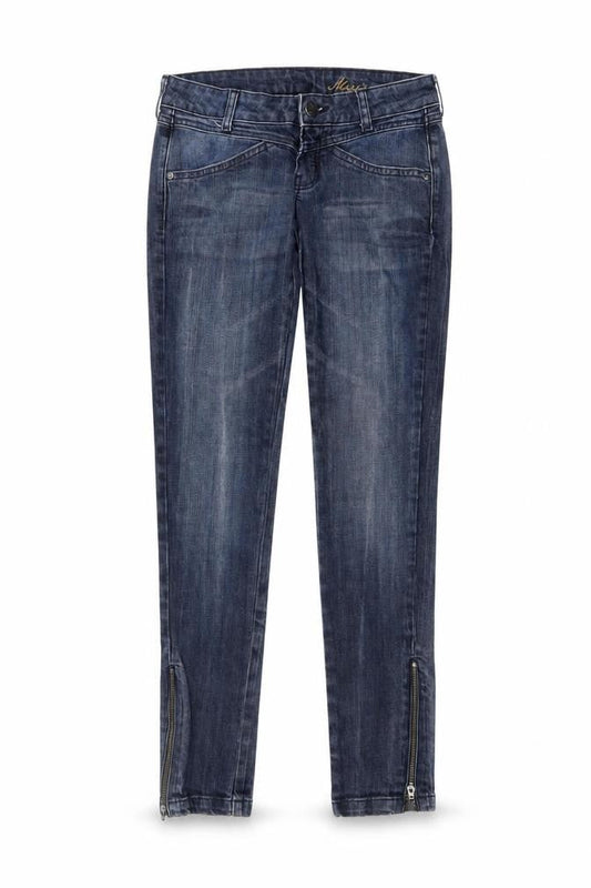 Mango Women Blue Skinny Stretch Denim Jeans Size 6 with Ankle Zip