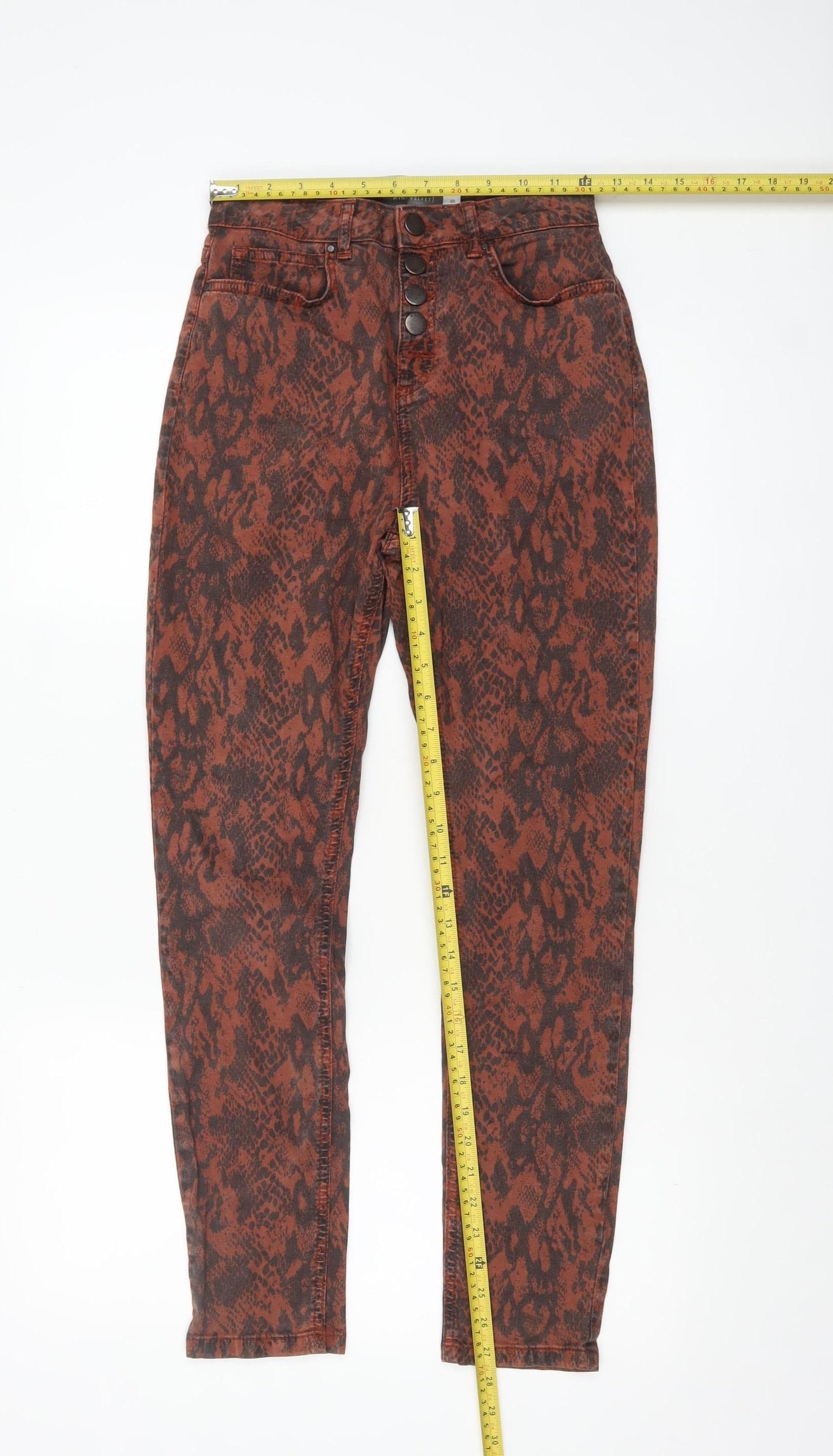 Mint Velvet Womens Brown Animal Print Skinny Trousers Size 8R