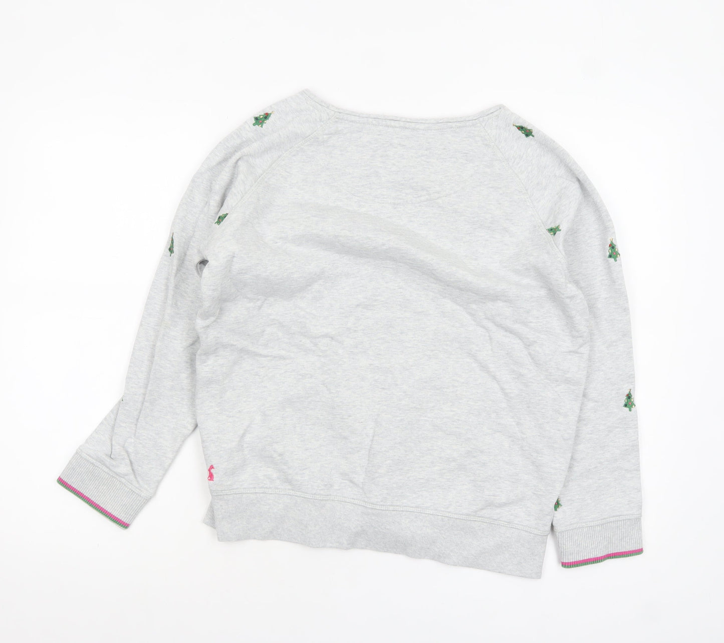 Joules Women Grey Christmas Tree Embroidered Pullover Sweatshirt UK 12
