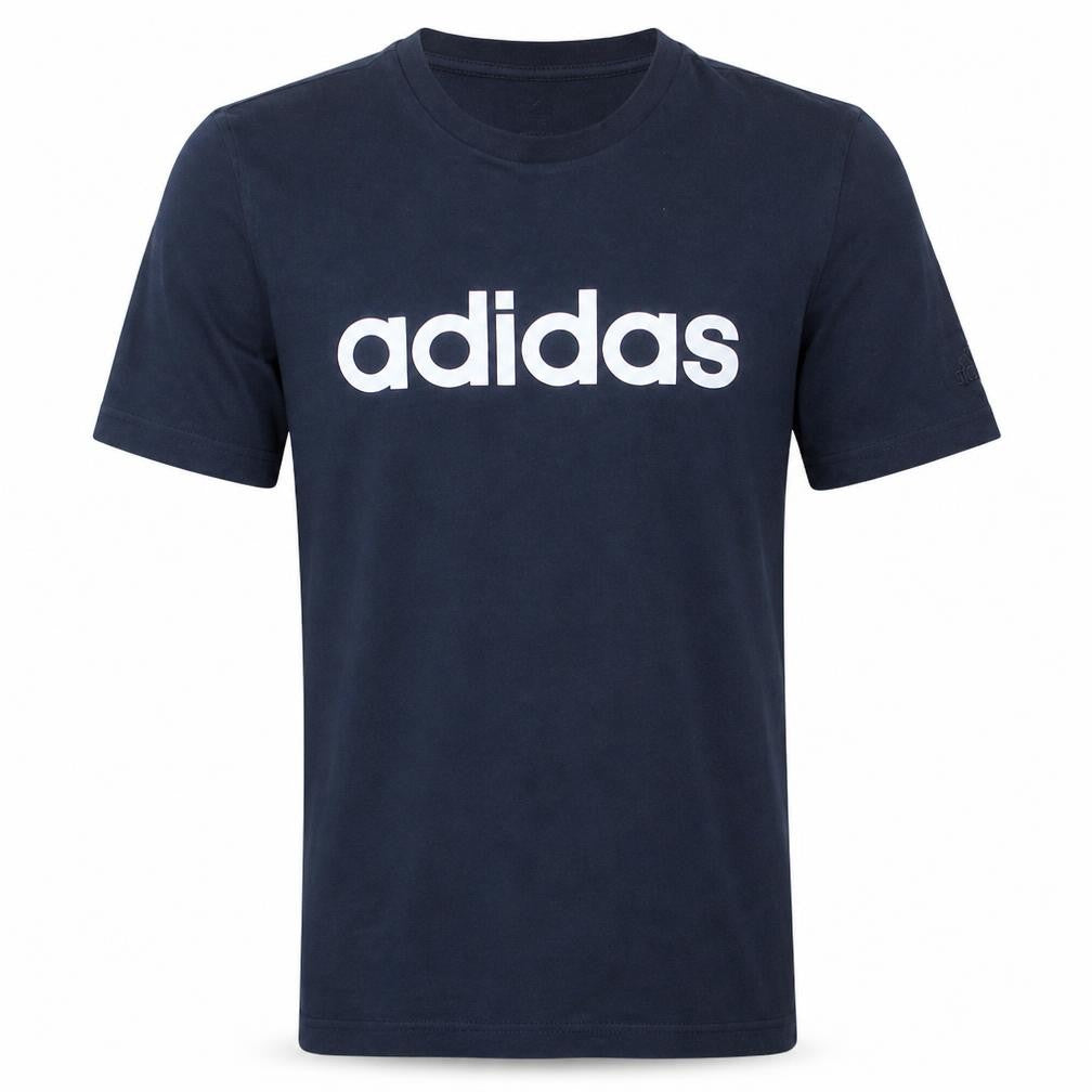 Adidas Men's Blue Small Logo Graphic Cotton T-Shirt