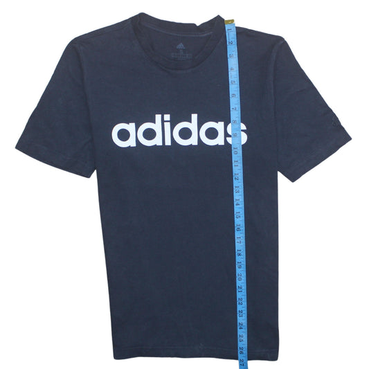 Adidas Men's Blue Small Logo Graphic Cotton T-Shirt