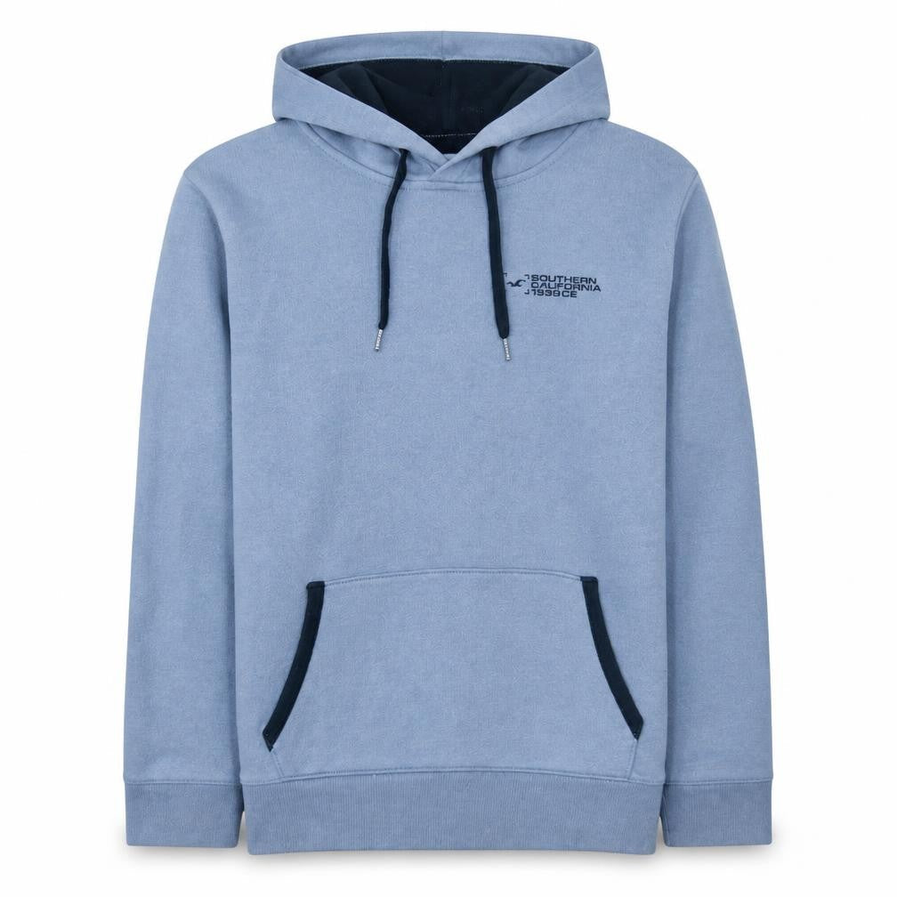 Hollister Men Blue Pullover Hoodie M Logo Cotton Blend Casual