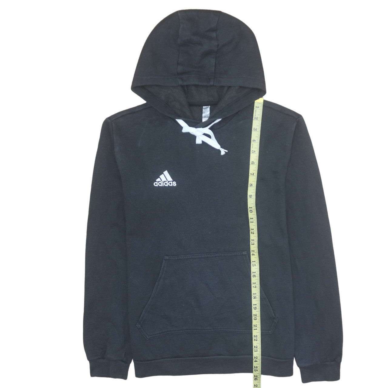 Adidas Men's Black Small Pullover Hoodie with Logo and Drawstring