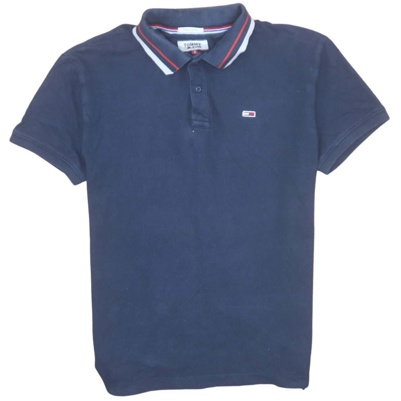 Tommy Jeans Men's Blue Regular Fit Cotton Polo Shirt S