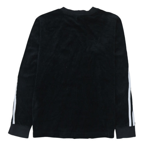 Adidas Women Black Velour Pullover Sweatshirt UK 20 Long Sleeve Crew Neck
