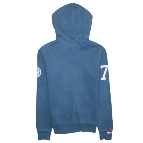 Superdry Men's Blue Pullover Hoodie S Track & Field Graphic Fleece