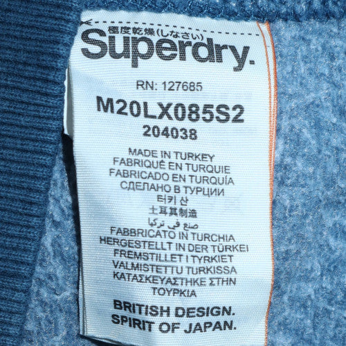 Superdry Men's Blue Pullover Hoodie S Track & Field Graphic Fleece