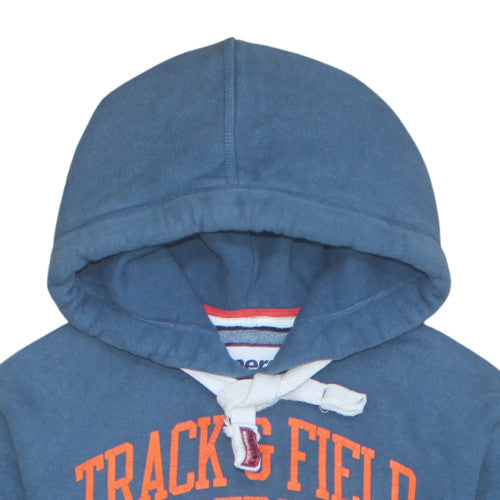 Superdry Men's Blue Pullover Hoodie S Track & Field Graphic Fleece