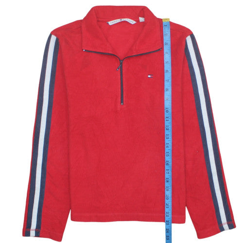 Tommy Hilfiger Men's Red 1/4 Zip Fleece Sweatshirt Size M