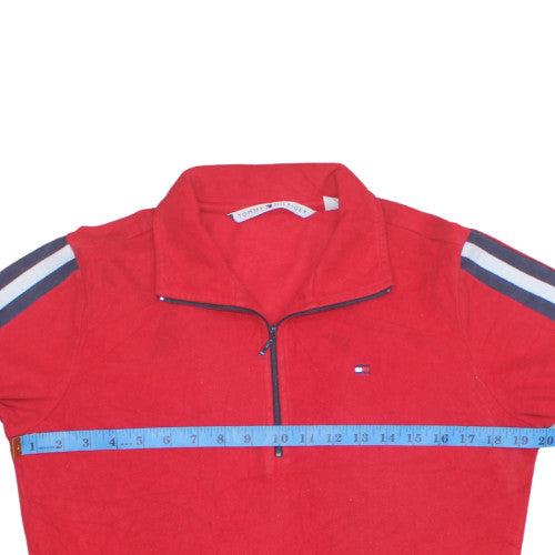 Tommy Hilfiger Men's Red 1/4 Zip Fleece Sweatshirt Size M