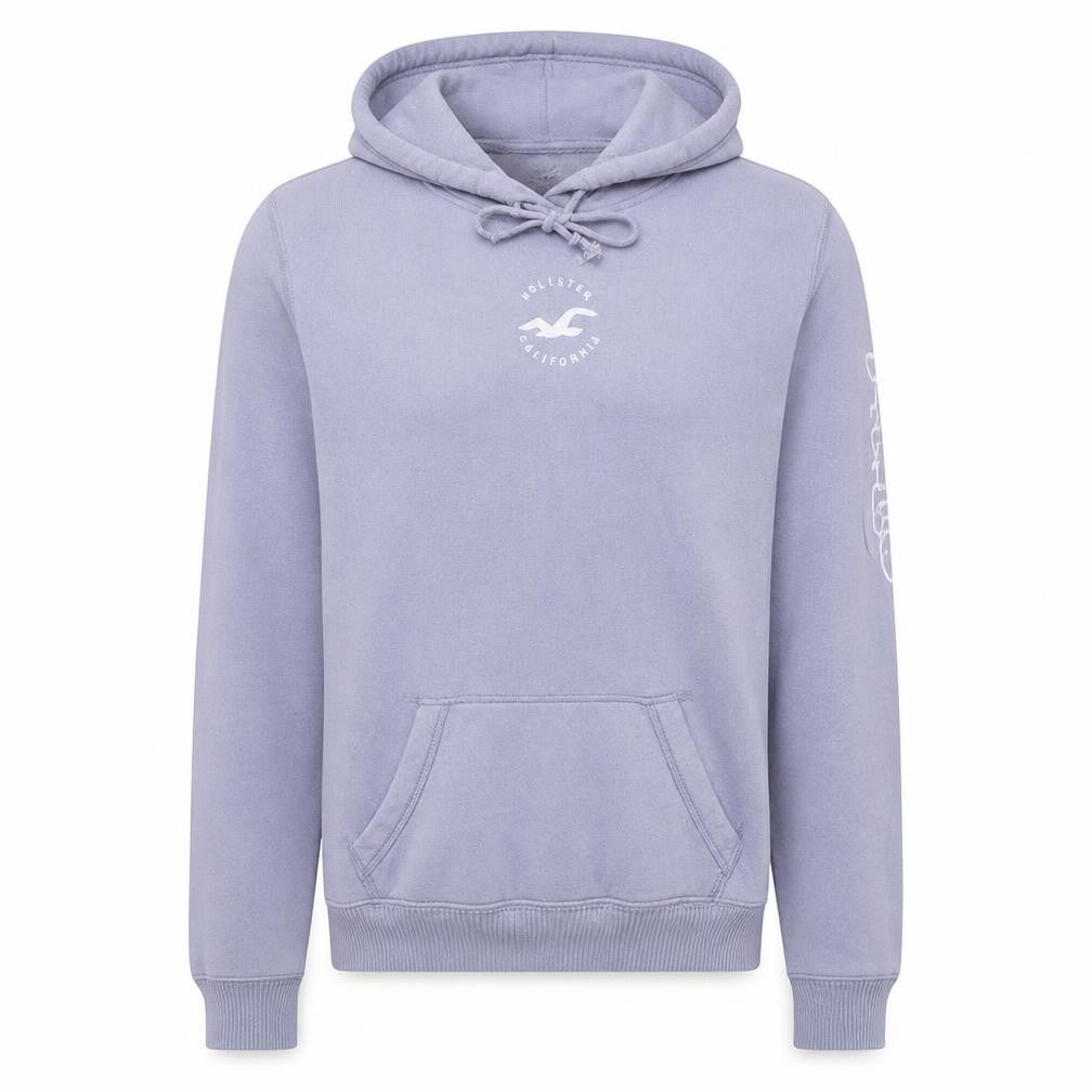 Hollister Unisex Purple Pullover Hoodie Fleece L Logo Classic Style
