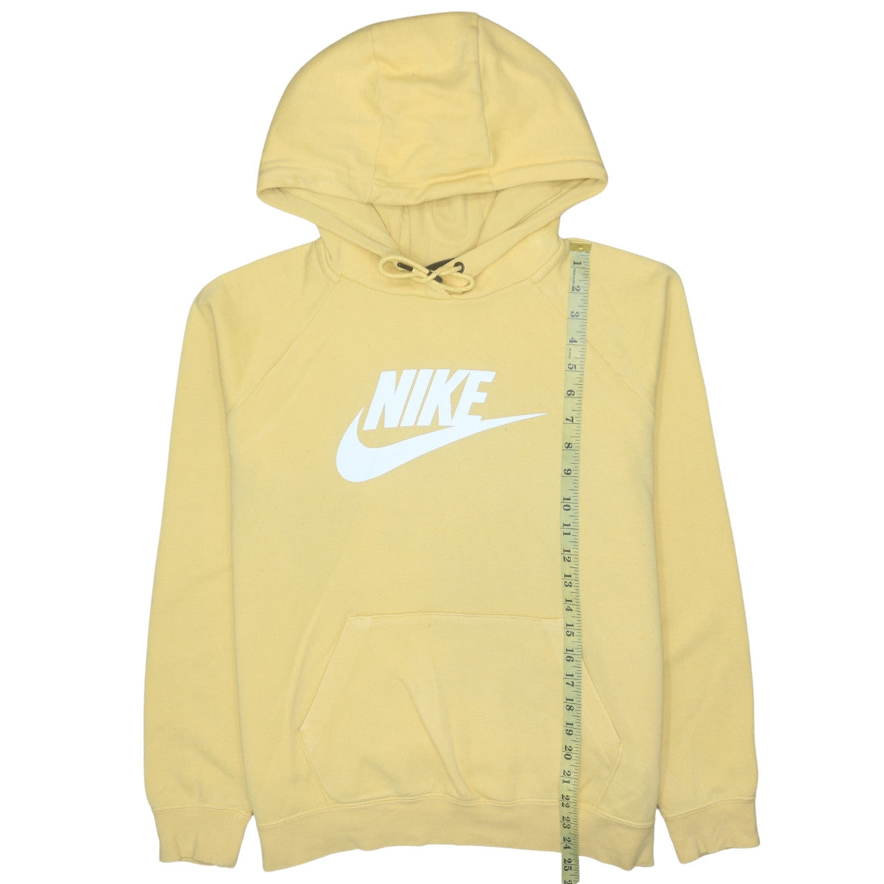 Nike Men’s Yellow Pullover Hoodie Large Fleece Logo Sweatshirt