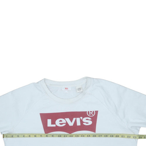 Levi's Men's White Medium Logo Crew Neck Pullover Sweatshirt