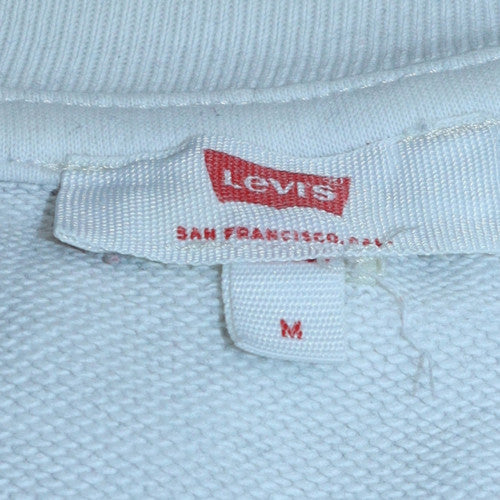 Levi's Men's White Medium Logo Crew Neck Pullover Sweatshirt